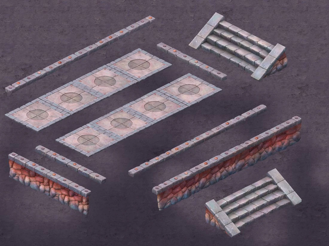 cartoon hell - to possession stone brick surface 3D Model .c4d .max .obj .3ds .fbx .stl .blend 