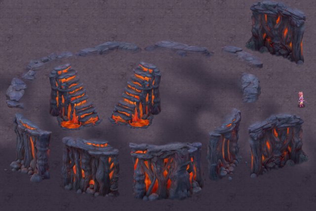 cartoon hell - false terrain - hell lava pit Model 3D .c4d .max .obj .3ds .fbx .stl .blend 