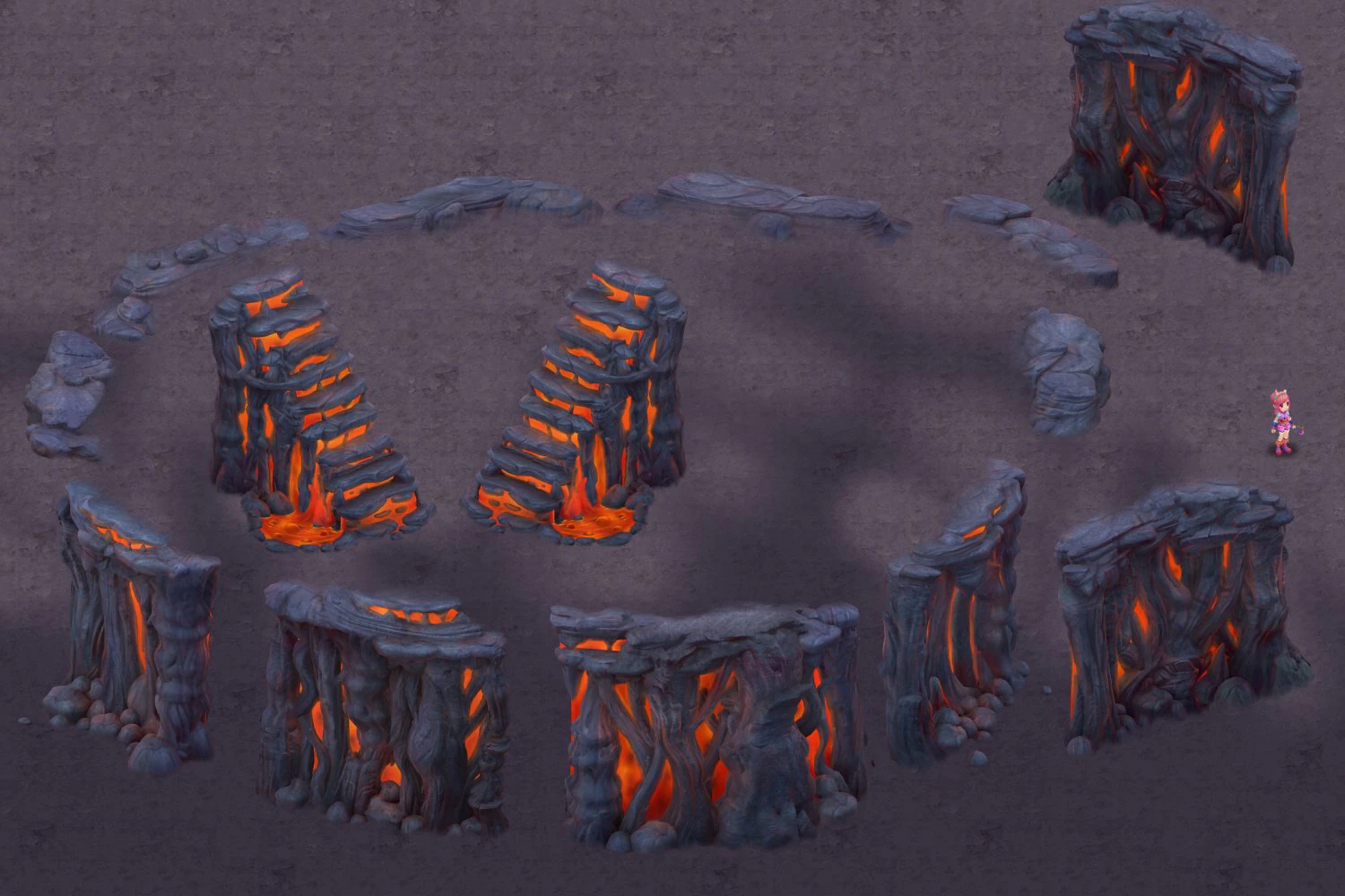 cartoon hell - false terrain - hell lava pit 3D Model .c4d .max .obj .3ds .fbx .stl .blend 
