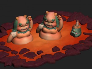 cartoon hell - bathing ghosts 3D Model