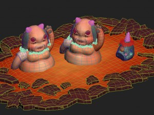 cartoon hell - bathing ghosts 3D Model