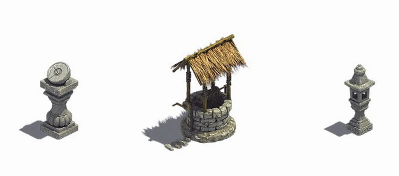 sun bell - stone lamp - well 3D Model .c4d .max .obj .3ds .fbx .stl .blend