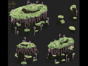 cartoon version - spore forest terrain Modèle 3D