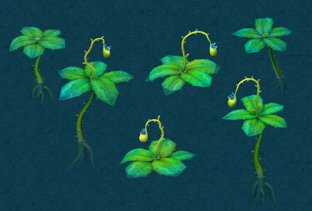 cartoon version - hanging hanging flowers 3D Model .c4d .max .obj .3ds .fbx .stl .blend 
