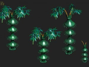 cartoon edition - flower bamboo forest 3D Model