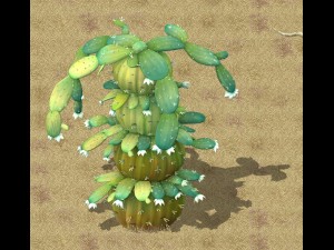 cartoon version - blue dam mother cactus 3D Model
