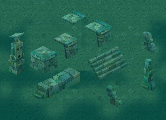 cartoon version - maya ruins 3D 模型 .c4d .max .obj .3ds .fbx .stl .blend 