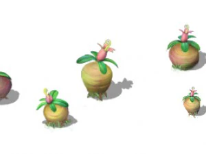 cartoon version - brain residual variant flowers 3D Model