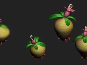 cartoon version - brain residual variant flowers 3D Model