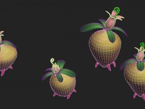 cartoon version - brain residual variant flowers 3D Model