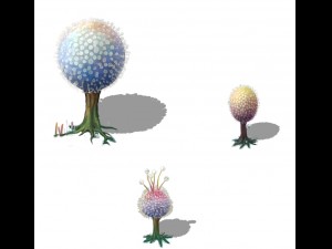 cartoon version - pompon spores Model 3D