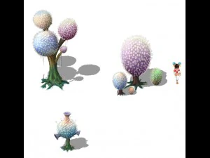 cartoon version - pompon spores 02 3D Model
