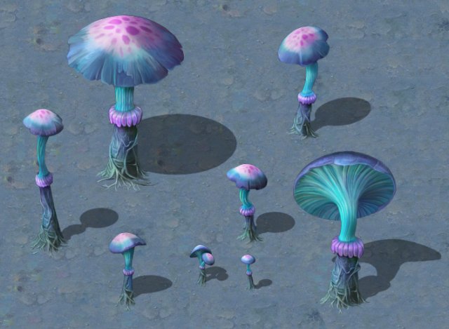 cartoon edition - ancient chi you mushrooms Modello 3D .c4d .max .obj .3ds .fbx .stl .blend 