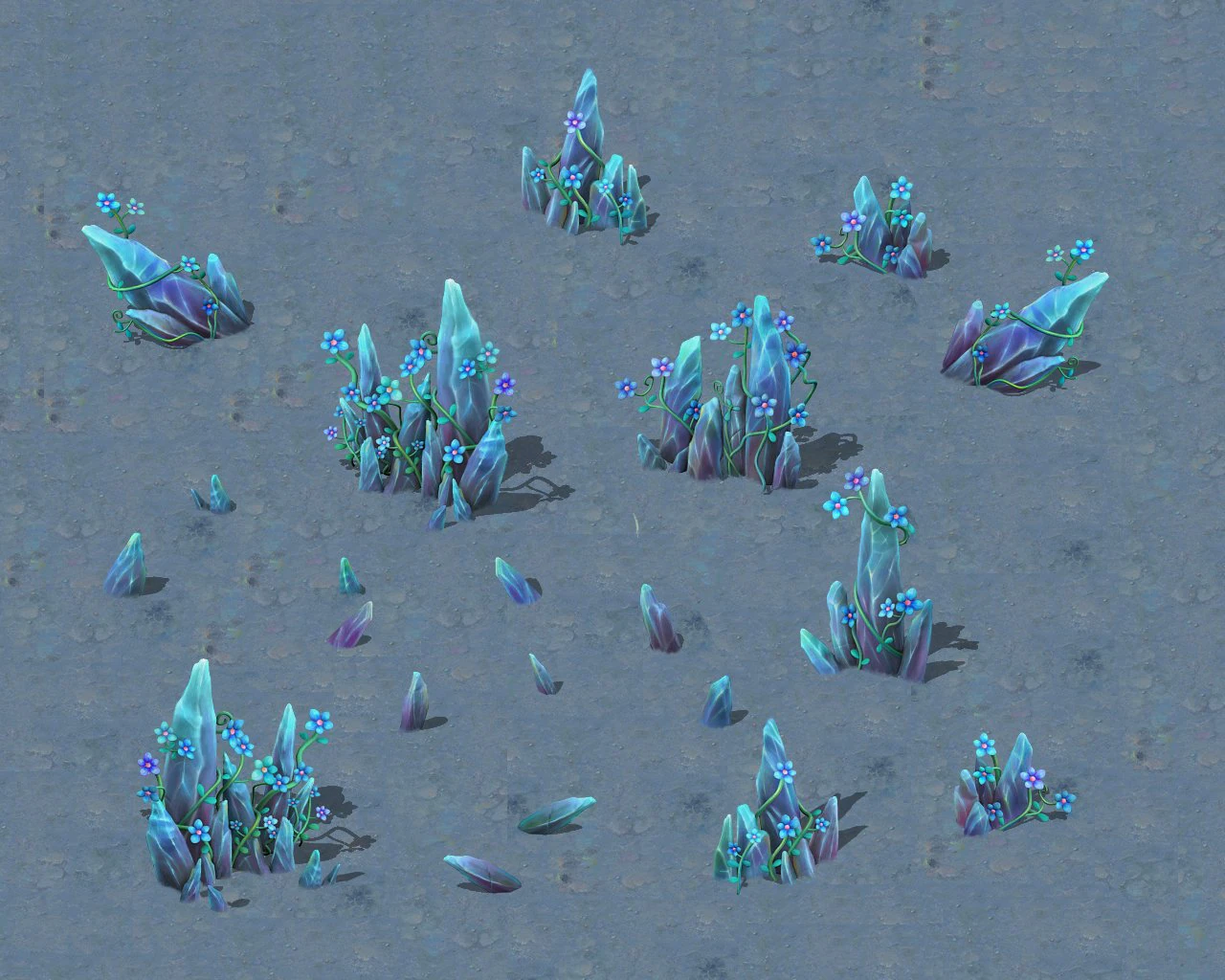 cartoon version - crystal fantasy flower 3D Model .c4d .max .obj .3ds .fbx .stl .blend 