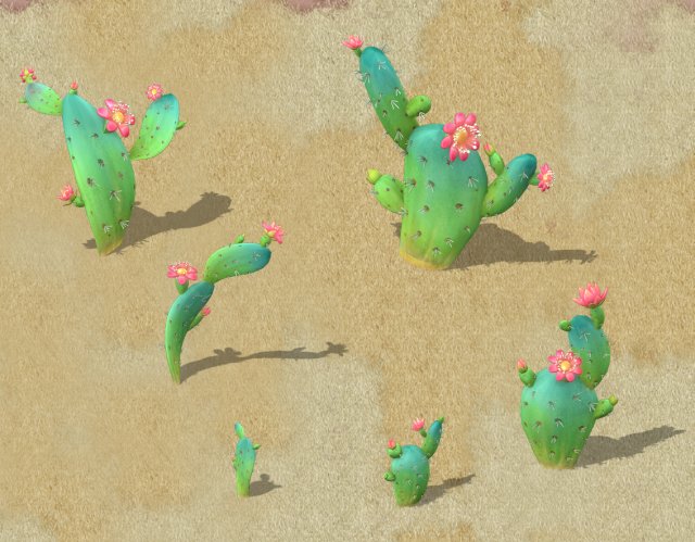 cartoon version - cactus 3D Model .c4d .max .obj .3ds .fbx .stl .blend 