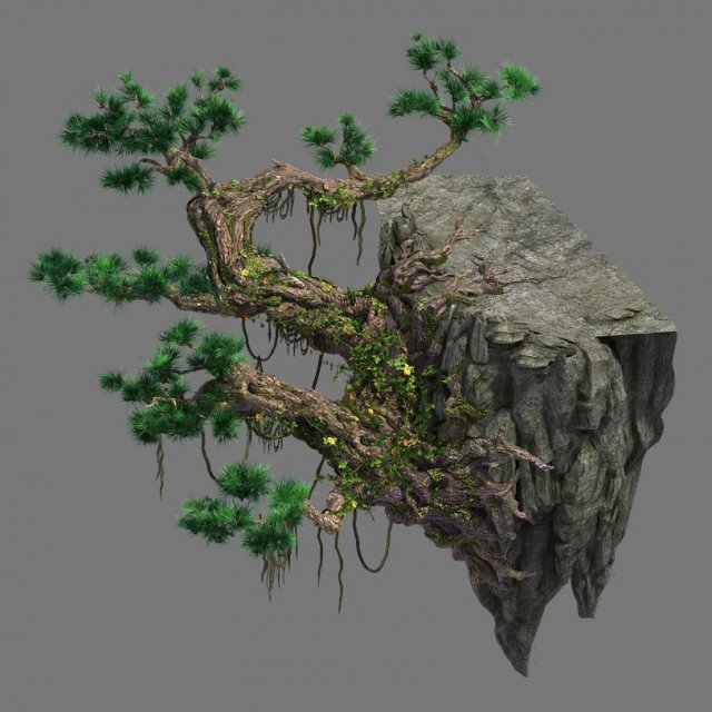 cliff side - pine 3D Модель .c4d .max .obj .3ds .fbx .stl .blend 