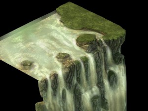 game model - forest - waterfall cliff 3D Модель