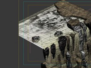 game model - forest - waterfall cliff 3D Model