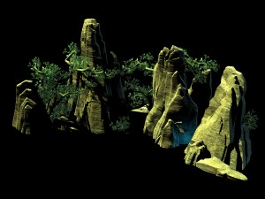 game model - forest model - forest - tree - stone 3D Model