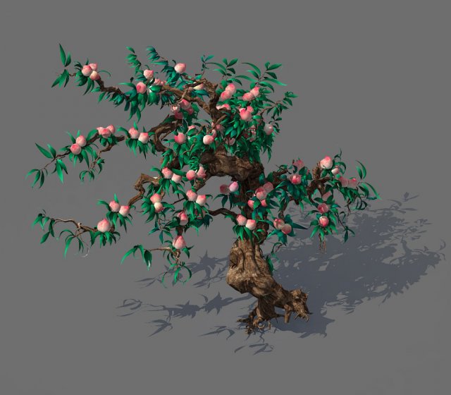 game model - forest - peach tree 02 3D 모델 .c4d .max .obj .3ds .fbx .stl .blend 
