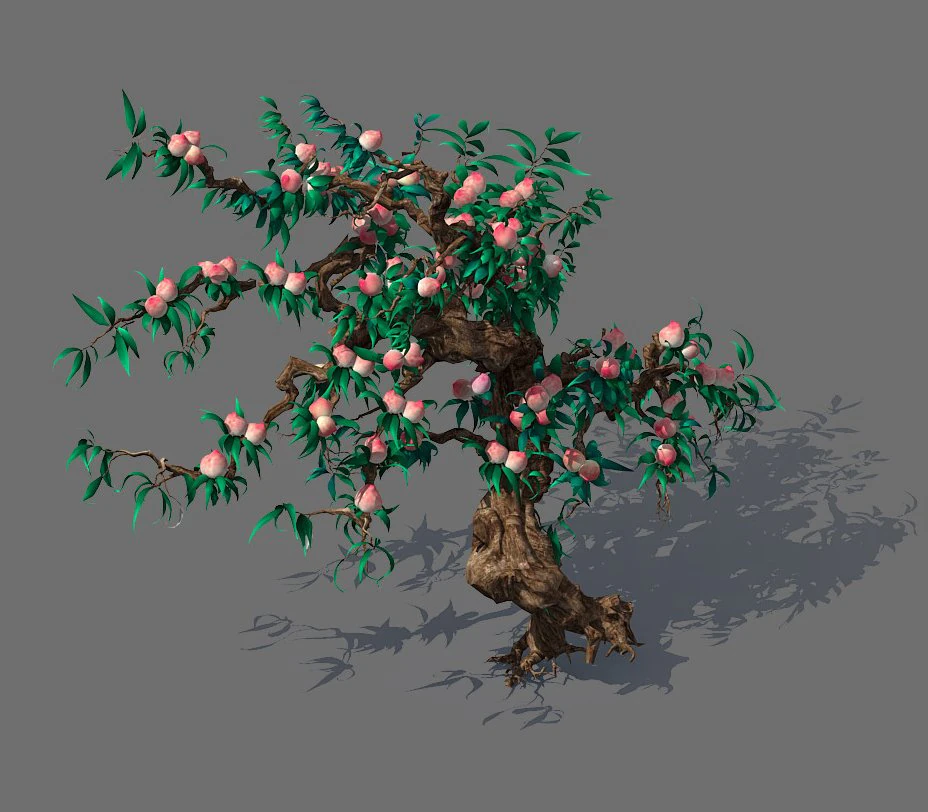 game model - forest - peach tree 02 3D Model .c4d .max .obj .3ds .fbx .stl .blend