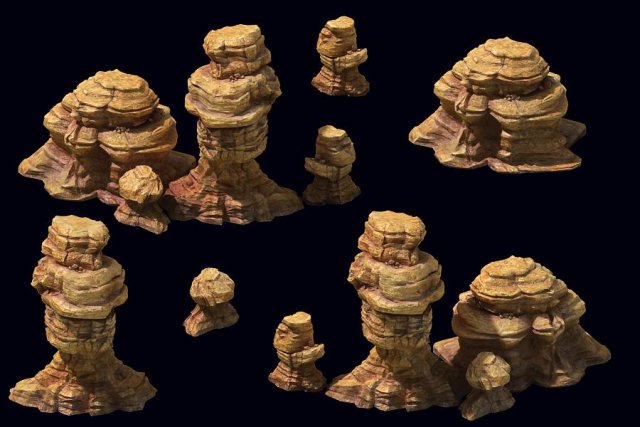 game model - desert gobi - wind stone 06 3D Model .c4d .max .obj .3ds .fbx .stl .blend 