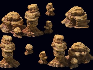 game model - desert gobi - wind stone 06 3D Model