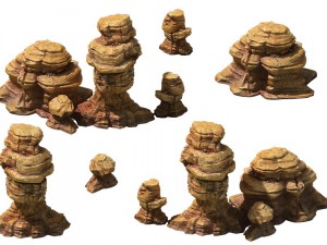 game model - desert gobi - wind stone 06 3D Model