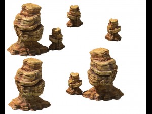 game model - desert gobi - wind stone 07 3D Model