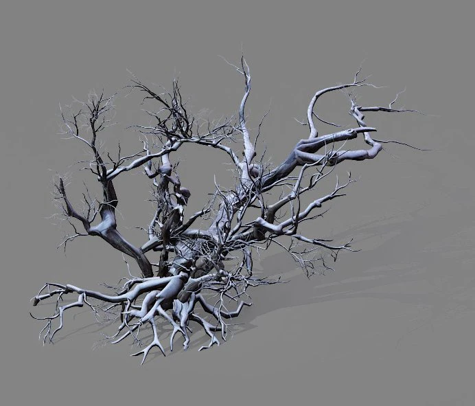 game model - snow - dead tree 01 3D Model .c4d .max .obj .3ds .fbx .stl .blend 