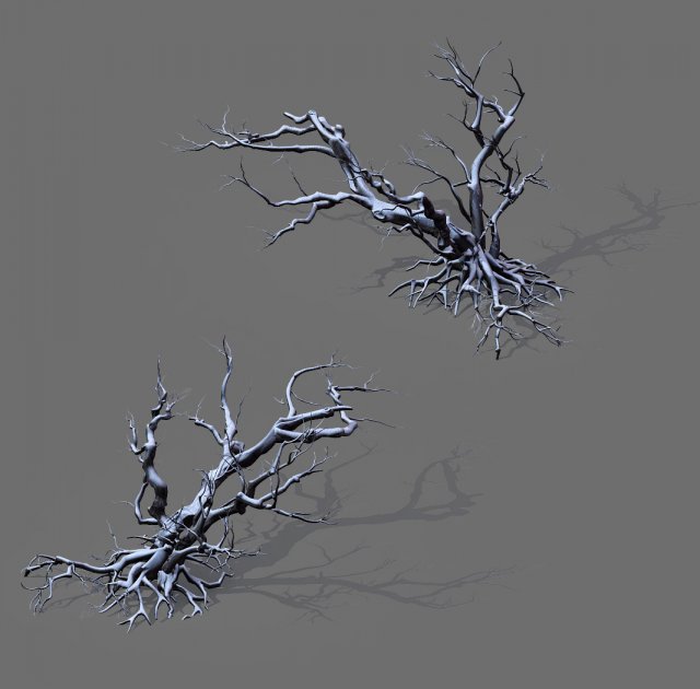 game model - snow - dead tree 02 3D 模型 .c4d .max .obj .3ds .fbx .stl .blend 