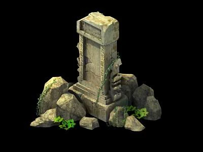 game model - field - broken stones 3D Model .c4d .max .obj .3ds .fbx .stl .blend