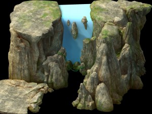 game models - field - waterfall 02 3D Model