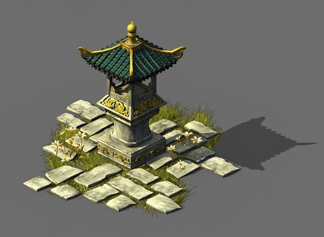 game model - garden - stone lantern 3D Model .c4d .max .obj .3ds .fbx .stl .blend 