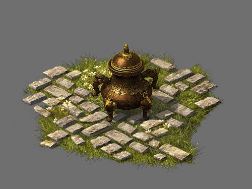 game model - garden - stone incense burner Modello 3D .c4d .max .obj .3ds .fbx .stl .blend