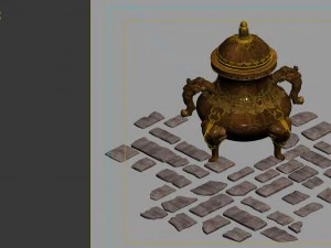 game model - garden - stone incense burner 3D Model