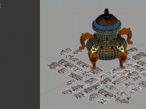 game model - garden - stone incense burner 3D Model