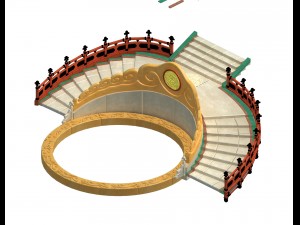 semi-circular staircase - center platform 3D Model