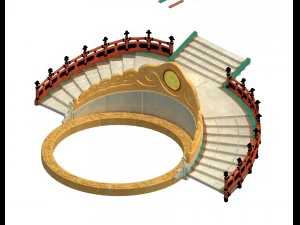 escalera semicircular - plataforma central Modelo 3D