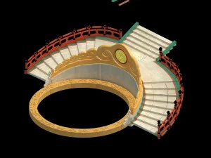 semi-circular staircase - center platform 3D Model
