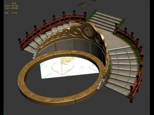 semi-circular staircase - center platform 3D Model