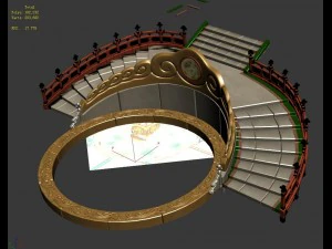 semi-circular staircase - center platform 3D Model