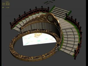semi-circular staircase - center platform 3D Model