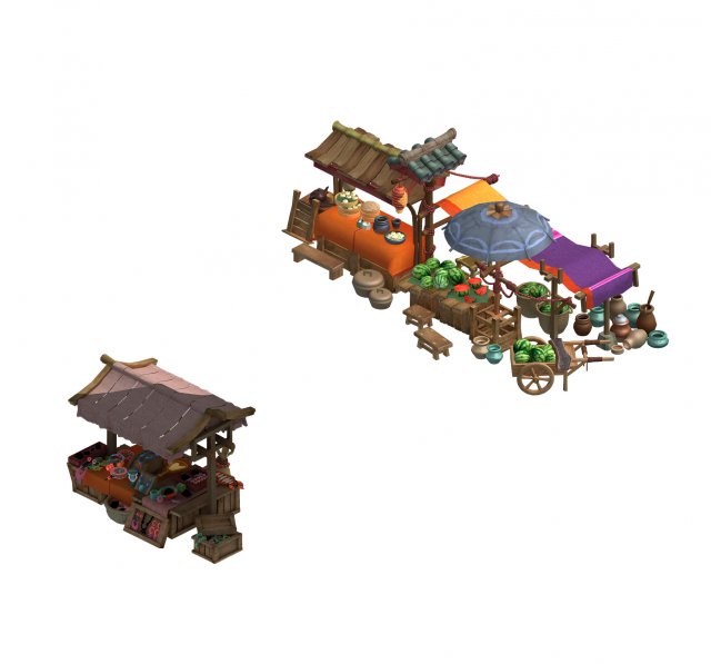 buns fruit stalls - jewelry stalls 3D Model .c4d .max .obj .3ds .fbx .stl .blend