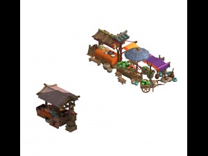 buns fruit stalls - jewelry stalls Model 3D