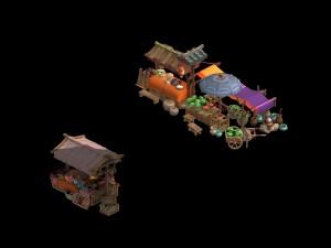 buns fruit stalls - jewelry stalls 3D Model