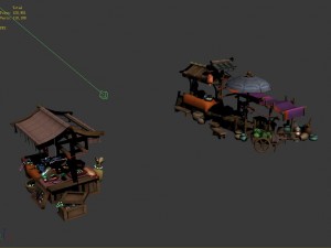 buns fruit stalls - jewelry stalls 3D Model