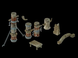 comparable station - pillar accessories 3D Model