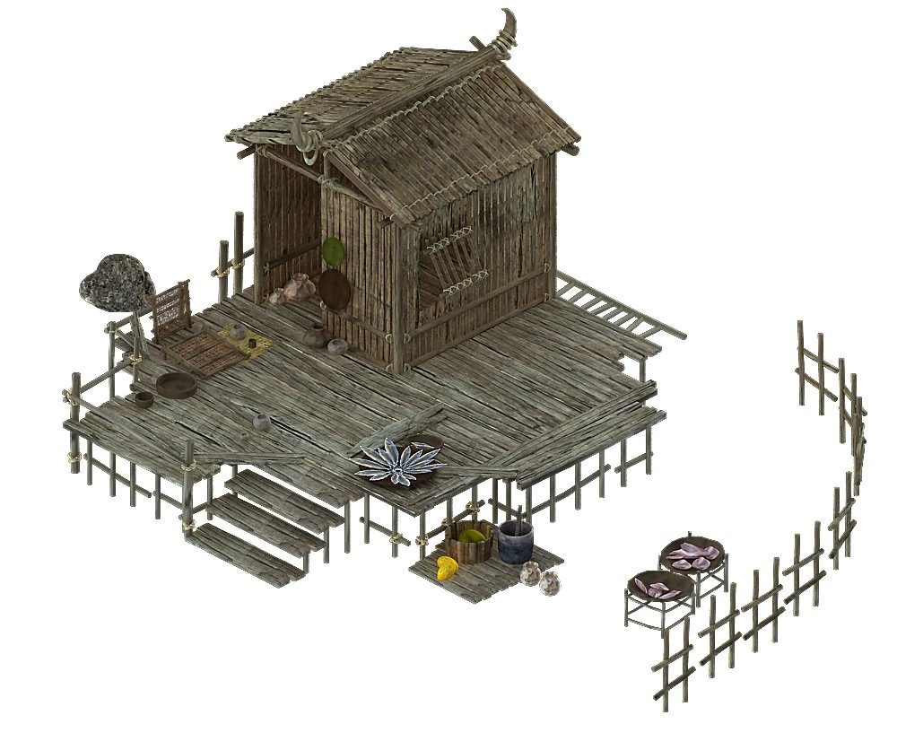 cangwu mountain tribe - ferry - house 3D Model .c4d .max .obj .3ds .fbx .stl .blend 