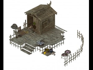 cangwu mountain tribe - ferry - house 3D Model